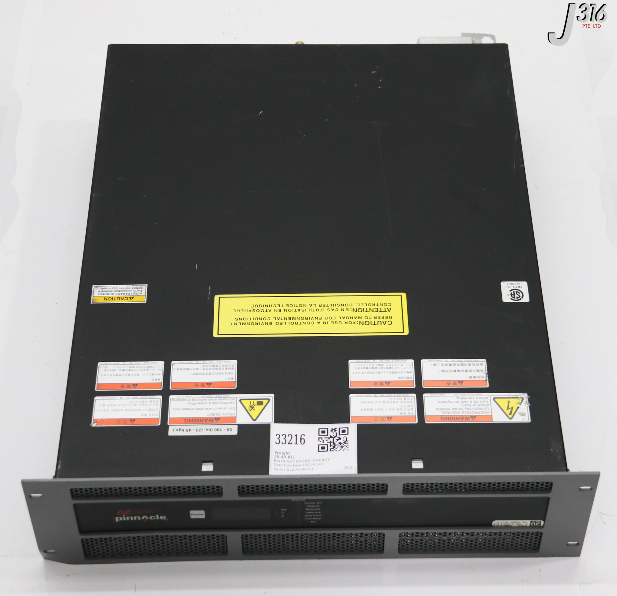 アルス 33216 ADVANCED ENERGY DC PS, MDX PINNACLE, 20KW, AMAT 0190-25694